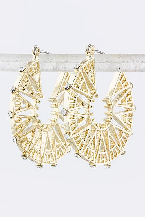 Crystal Cutout Hoop Earrings